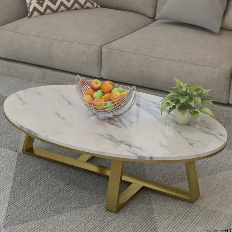 Nordic simple modern light luxury office coffee table creative small apartment living room marble oval coffee table low table
