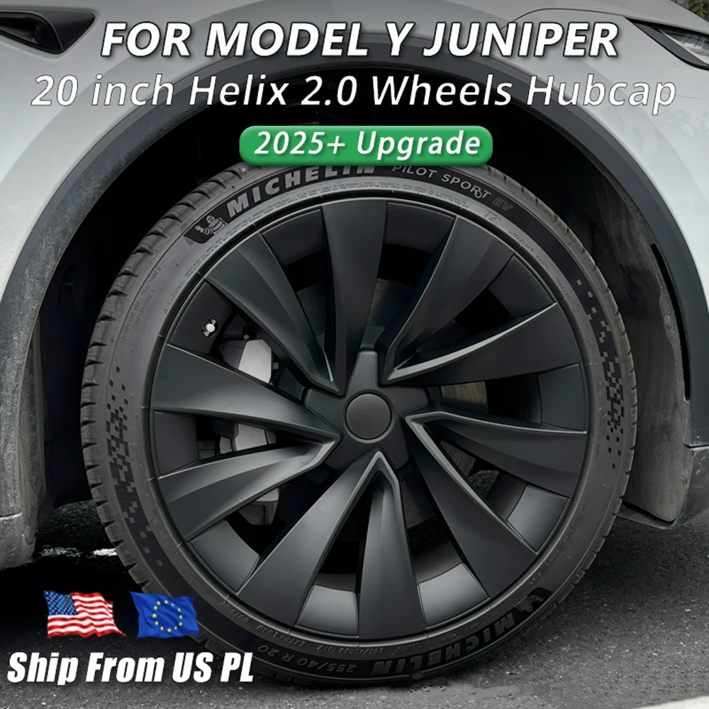 

4 шт. колпаки 20 дюймов для Tesla Model Y Juniper 2025 + обновленная производительность Helix 2,0 колеса крышка автомобильный полный обод аксессуары