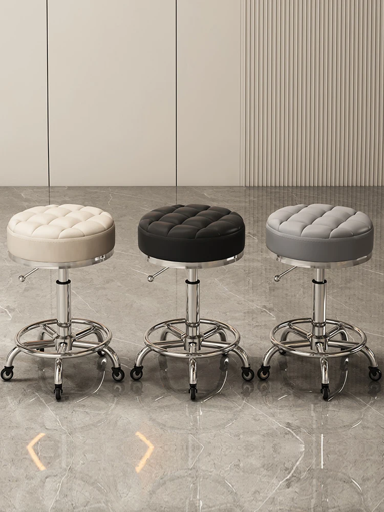 Rotary Lifting Circular Stool Large Workers Household Pulley Stool Barber Chair Salon Furniture Beauty Stool Dressers Stool Beau