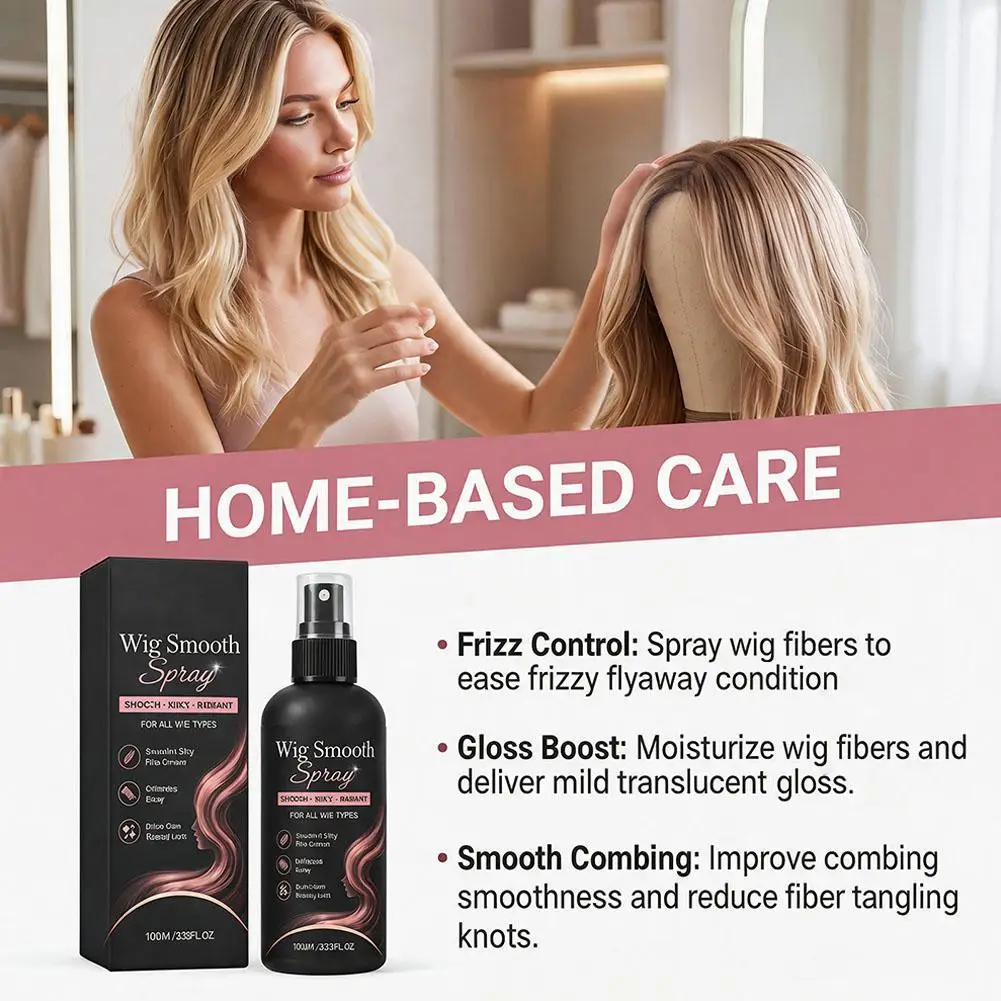 100ML Wig Smooth Care Spray Anti‑Frizz Detangler Spray Makes Wig Silky Shiny For Synthetic And Human Hair Wigs Daily Use