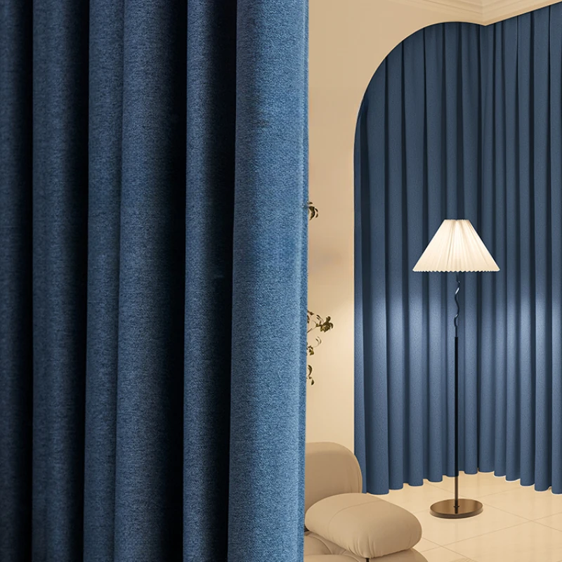 Simple Full Blackout Drape Floor-to-ceiling Window Drapes Modern Living Room Sunscreen Curtain Bedroom Thick Soundproof Curtains