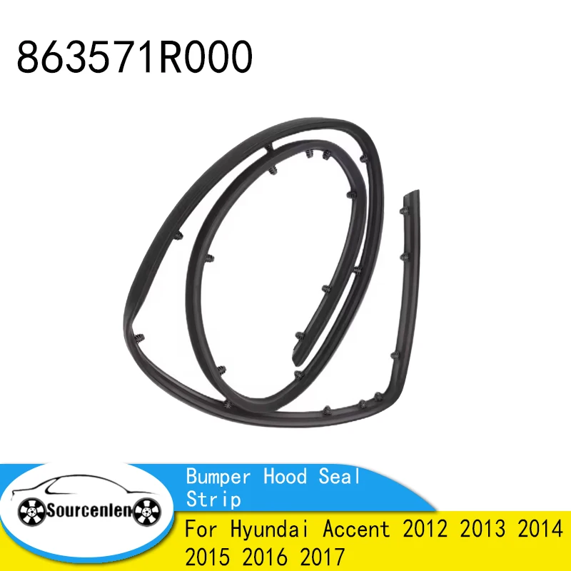 

Brand New 863571R000 86357-1R000 Black Rubber Front Bumper Hood Seal Strip Fit for Hyundai Accent 2012 2013 2014 2015 2016 2017