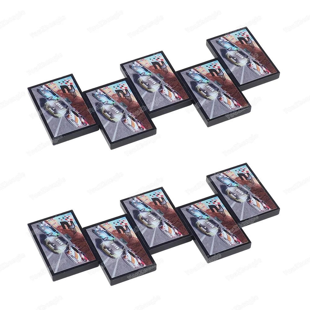 Blocs de construction de voiture de course électronique, carreaux imprimés, Base 2x3, 26603 figurines MOC, jeu de scène de course de rue, pièces, modèles de jouets