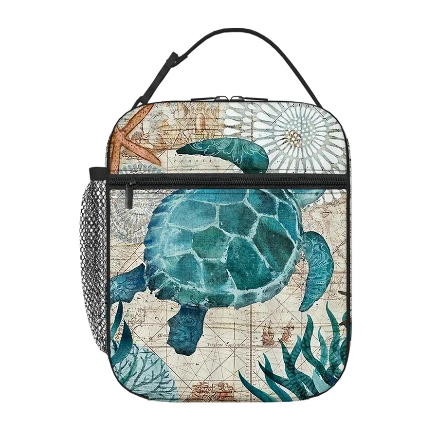 

Green Sea Turtle Pattern Handheld Lunch Bag For Boy And Girls Best Gifts 3D Cartoon Lunch Box Bag School Backpack For Children