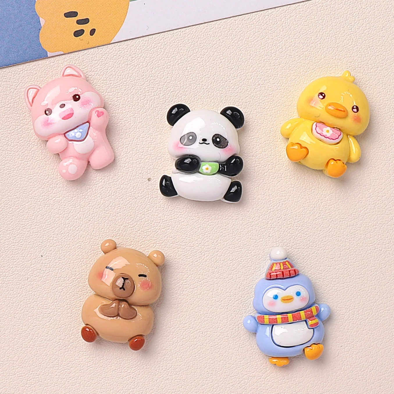 

100pcs Kawaii Resin Cartoon Animal Panda Duck Flatback Cobochon DIY for Phone Case Hairpin Keychain Scrapbook Embellishments