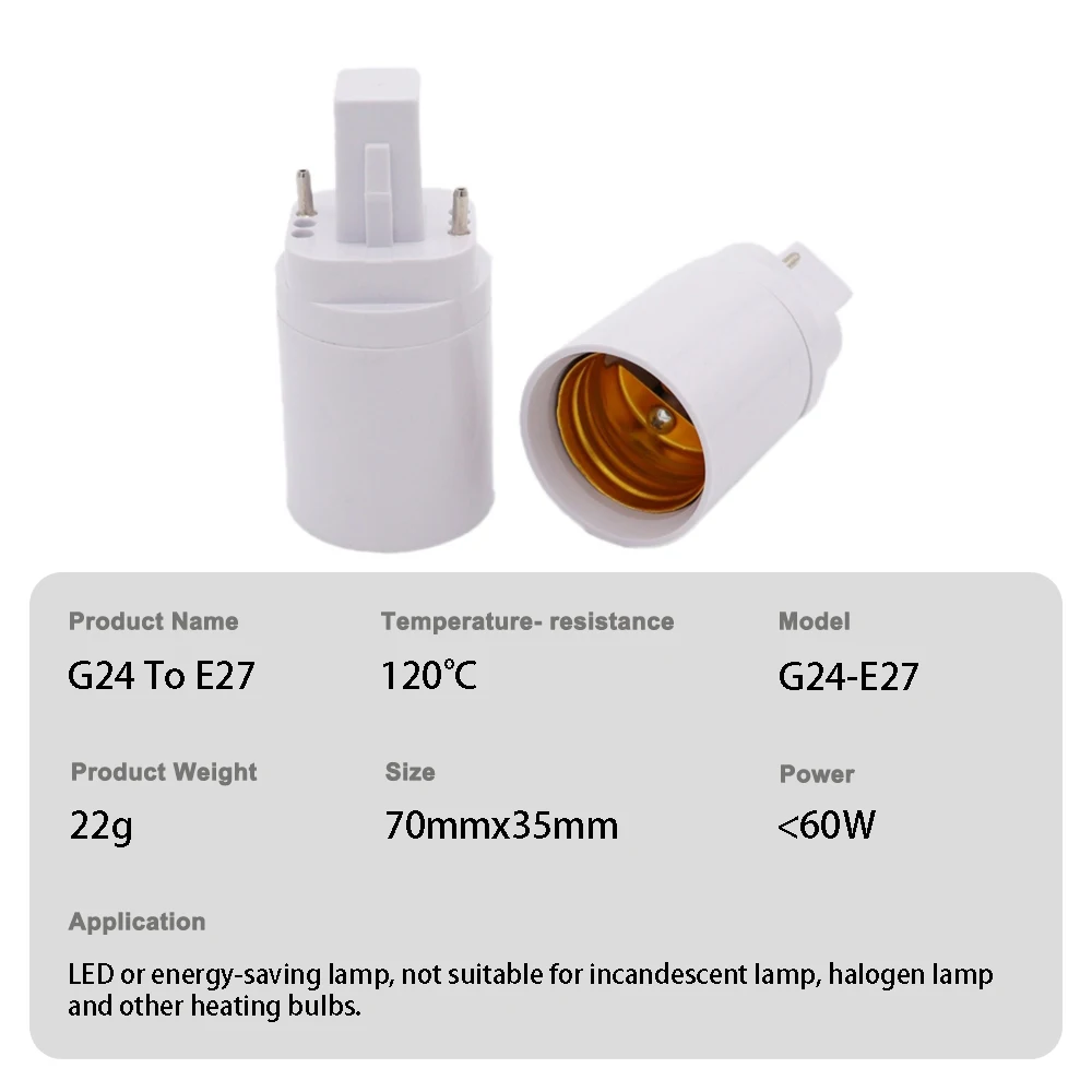 5 Pcs/Lot G24 To E27 Lamp Holder Converter G24d Short Style GX24 Lamp Head Extended Lamp Socket 2-Pin 4-Pin Lamp Base