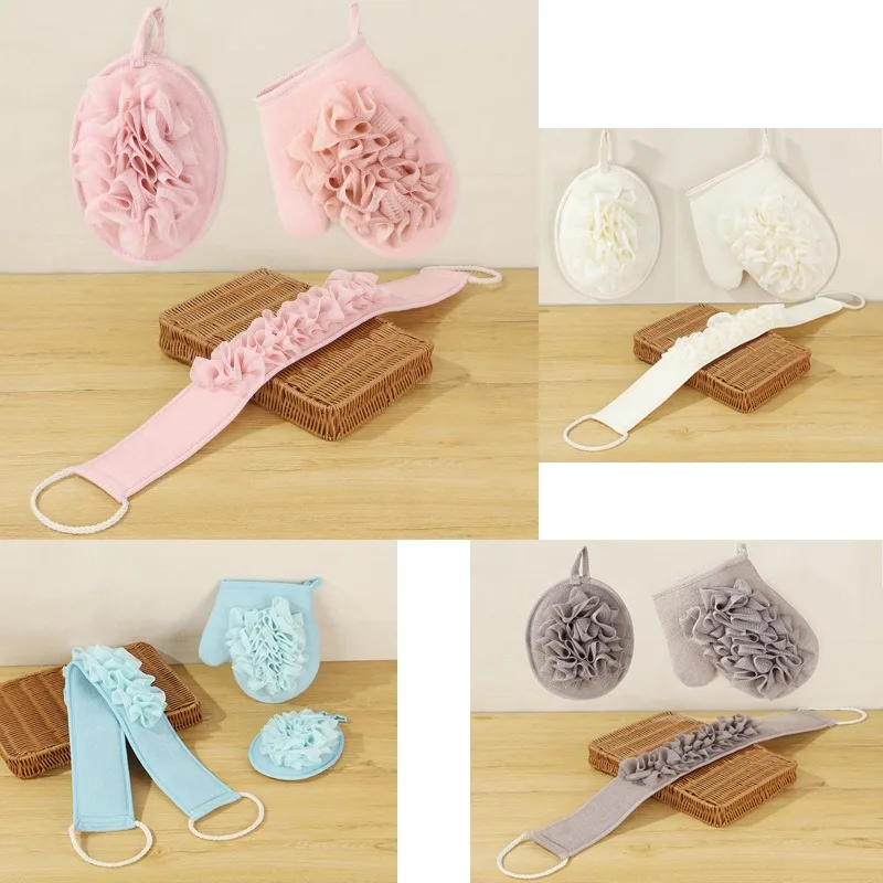 

3PCS Bath Glove & Towel & Scrub Bath Towel Set Bath Scrubbing Dead Skin Body Cleaning tool Soft Bath Glove Shower Ball Loofah