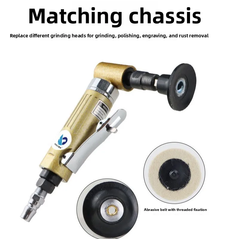 Pneumatic 90-Degree Angle Grinder, Right Angle Sanding Machine, Sanding and Polishing Machine, 3mm 6mm
