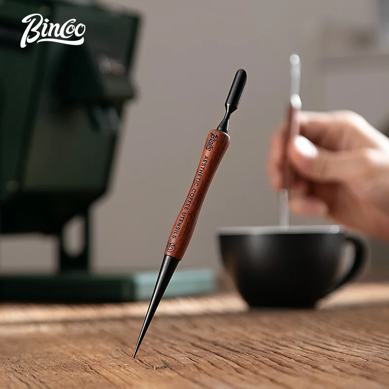 Bincoo Coffee Latte Art Needle 304 Stainless Steel Professional Latte Carving Needle Solid Wood Hook Pattern Needle Bar Carving Stick