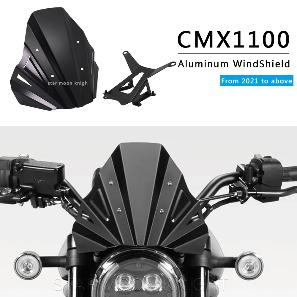 

Motorcycle Accessories New Windscreen Aluminum Wind Shield Deflector Fit For HONDA CMX1100 REBEL 2021 2022- CMX 1100