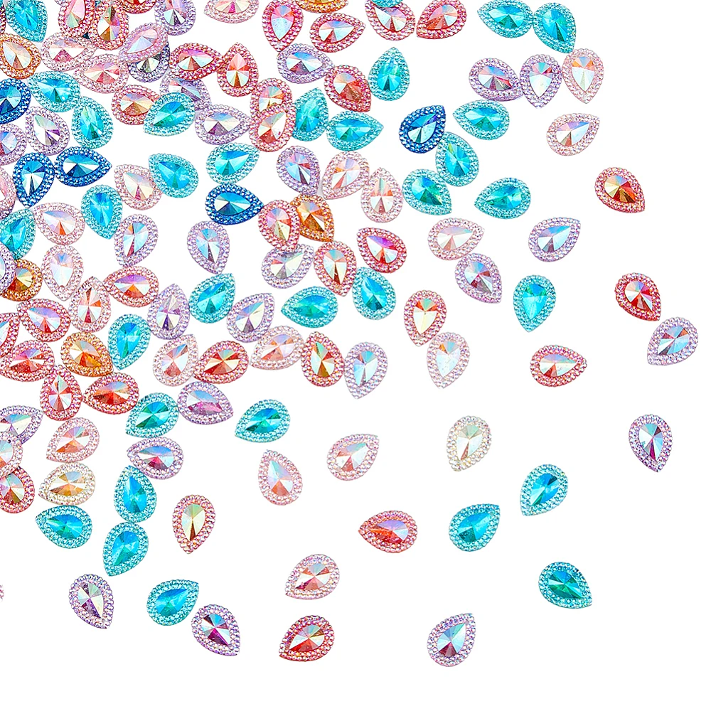 200Pcs Drop Rhinestones Buttons Sewing Gem Stones Teardrop Rhinestones with 2 Holes Sewing Beads Decorations for DIY Clothing