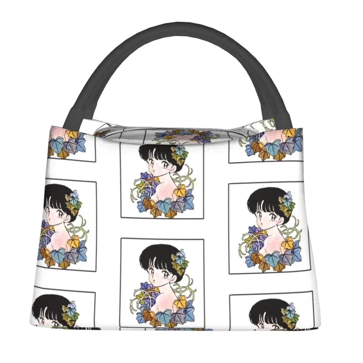 Akane Tendo With Flowers Ranma 12 Special Edition Lunch Bags Insulated Bento Box Lunch Tote Picnic Bags for Woman Kids Work