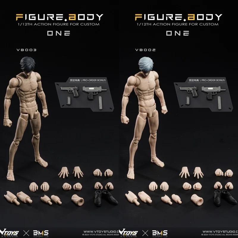 

In Stock 1/12 Scale Vtoys × Bms Articulated Action Figure No.1 Body Kit Collection Decoration Customizable Model Base Toy Gifts