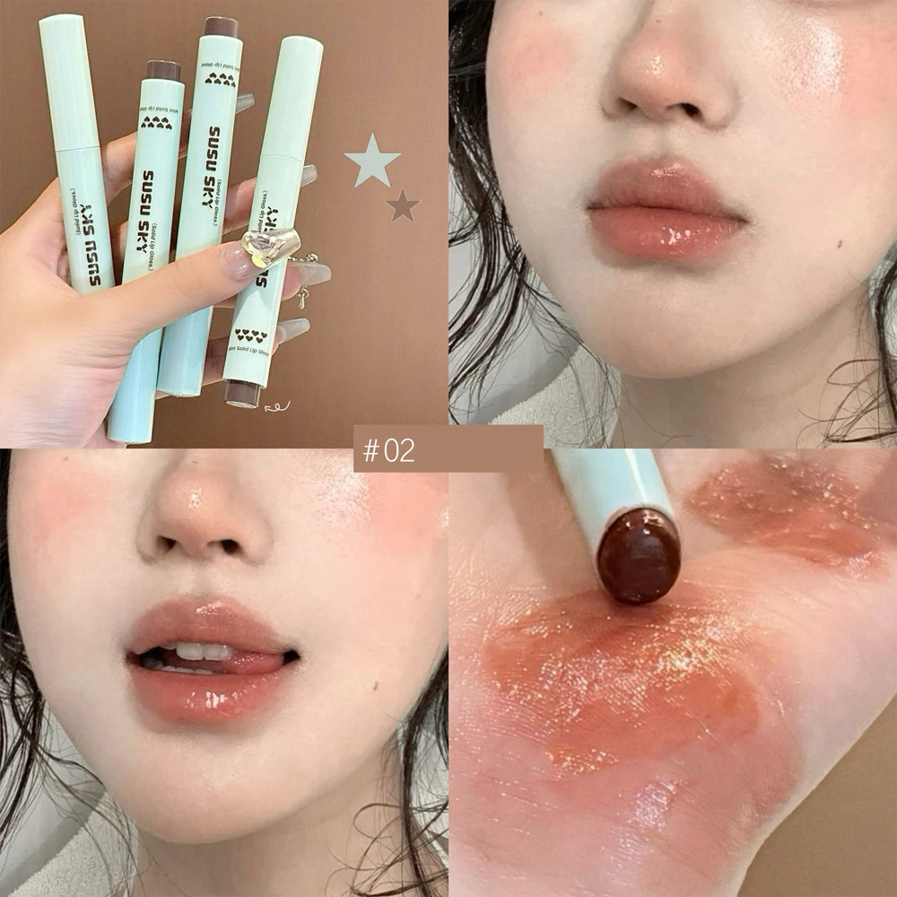 Jelly Solid Lip Gloss Mirror Orange Red Moisturizing Watery Colored Lip Balm Non-stain Cup Long Lasting Plumping Lipstick Makeup