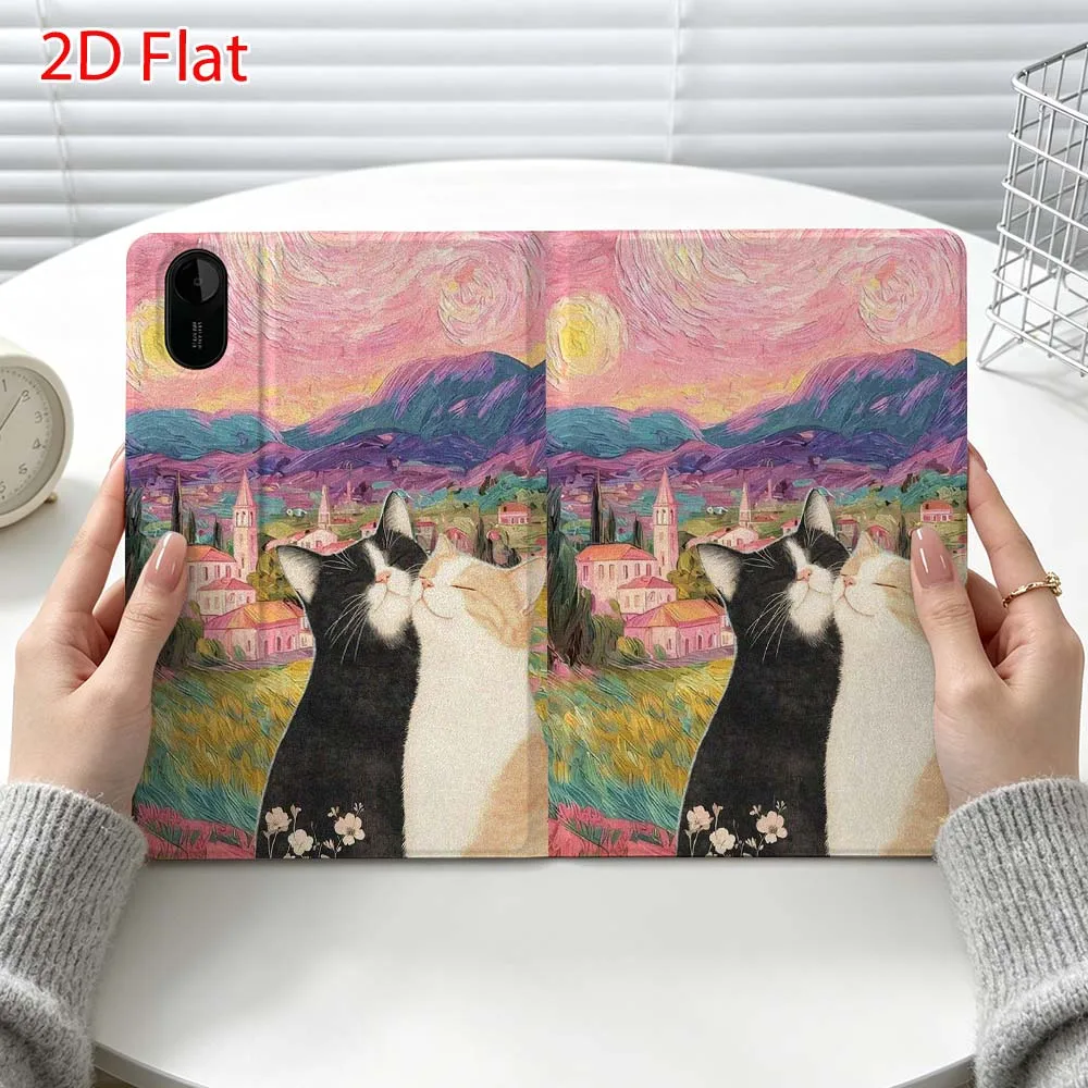 Cat art design pattern Fashion For Xiaomi Poco Redmi Pad 8 2 4 C1 6 6S 7 7S SE 9.7 14 11 11.2 Inch Pen Tray Tablet Case