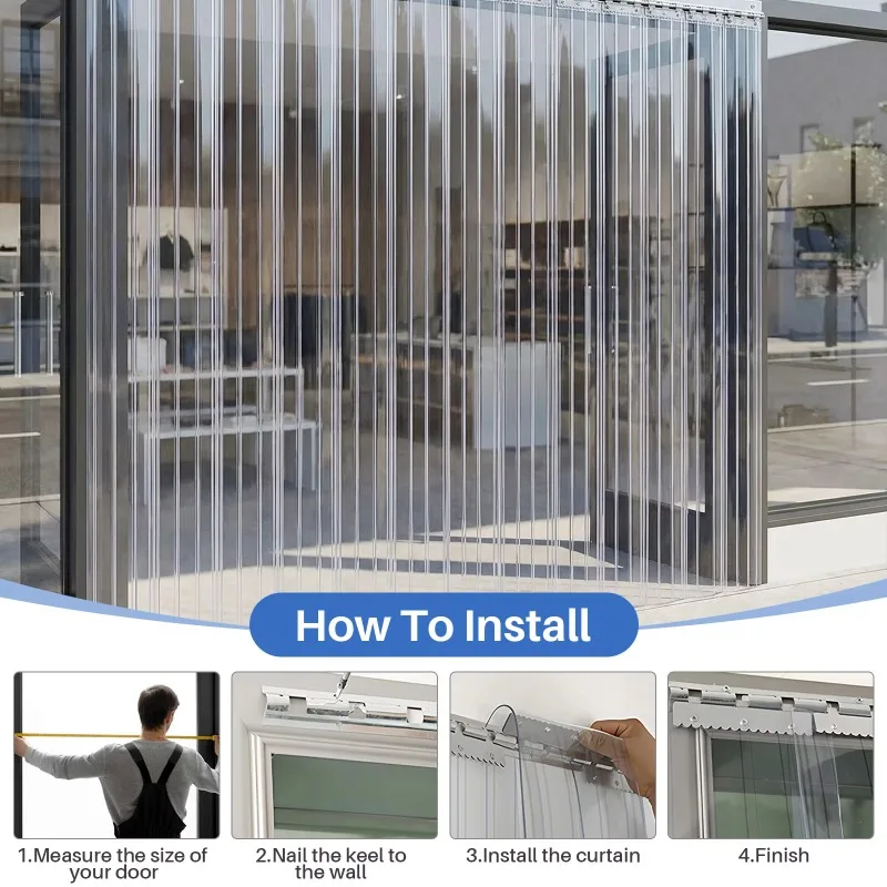 PVC Transparent PVC Strip Curtains, Windproof, Waterproof, Suitable for Rooms, Shops, Supermarkets, Refrigerators