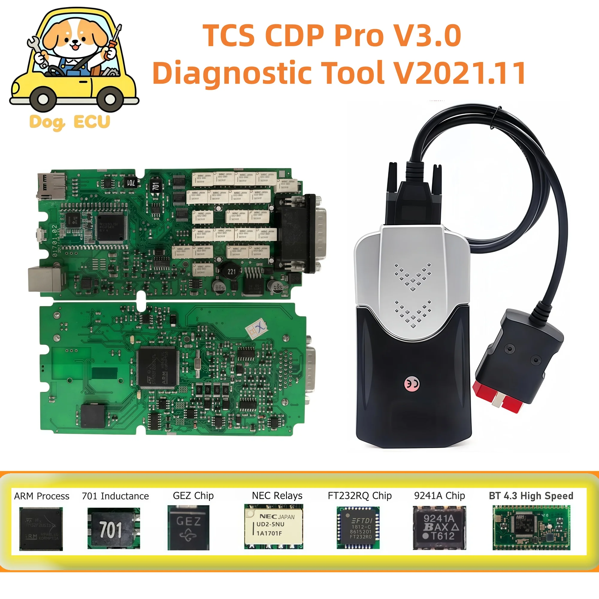 Image of DS150 TCS PRO USB-Scanner 2021.11 - Multidiag OBD2-Tool für Auto- und LKW-Reparaturen mit NEC-Chip