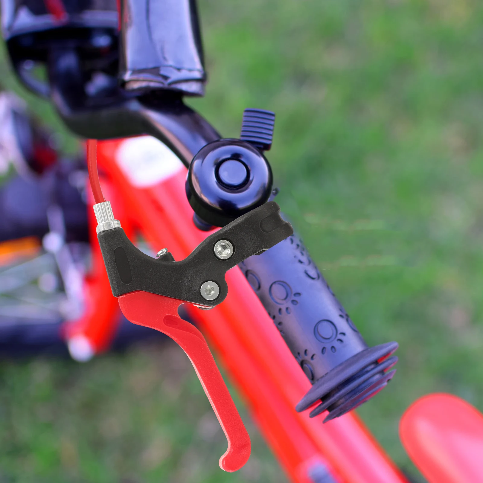 

Bicycle Brake Handle Kids Bike Accessories Red Upgrade Four Finger Metal Plastic Durable Lightweight Compact Size Easy Operate