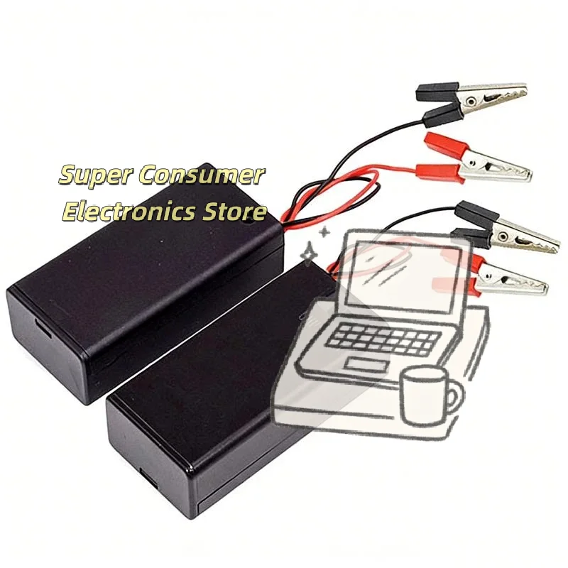 3x AA Rectangular Plastic Battery Holder with Cover – 4.5V Output, Snap-On Lid for Secure Storage & DIY Power Supply Projects
