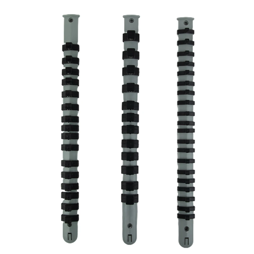 3 قطعة حامل السكك الحديدية المقبس التخزين المنظم 34 سنتيمتر/14 بوصة رمادي + أسود أدوات يدوية مصممة لتخزين مآخذ فضفاضة