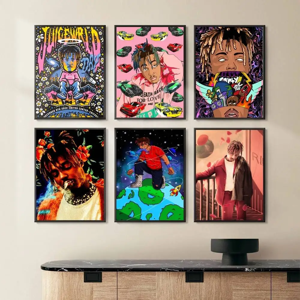 ملصق Singer Juice Wrld ملصق فني ذاتي اللصق مقاوم للماء لتزيين جدران غرفة المقهى والبار