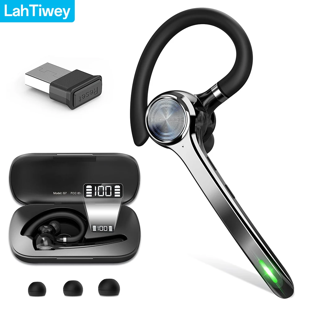 Bluetooth Headset V5.3, Wireless Earpiece with 500mAh Charging Case, 72H Talktime, Hands Free Noise Canceling Headphone with Mic