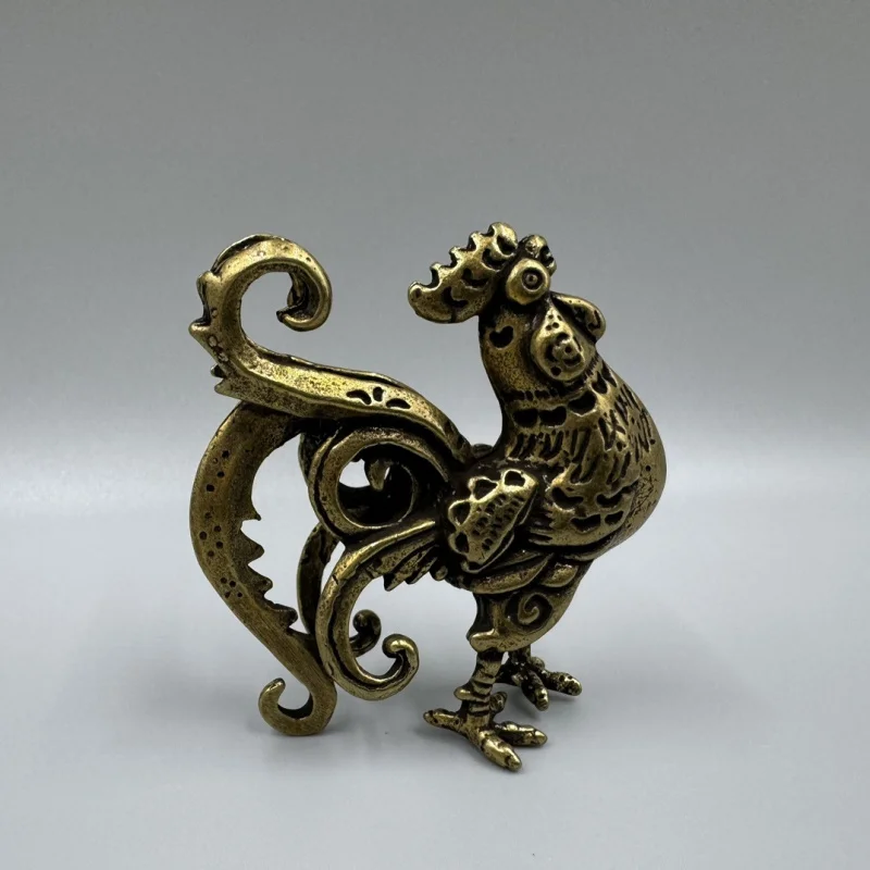 Antique Golden Ornament, Pure Brass Large Rooster Decorative Craft
