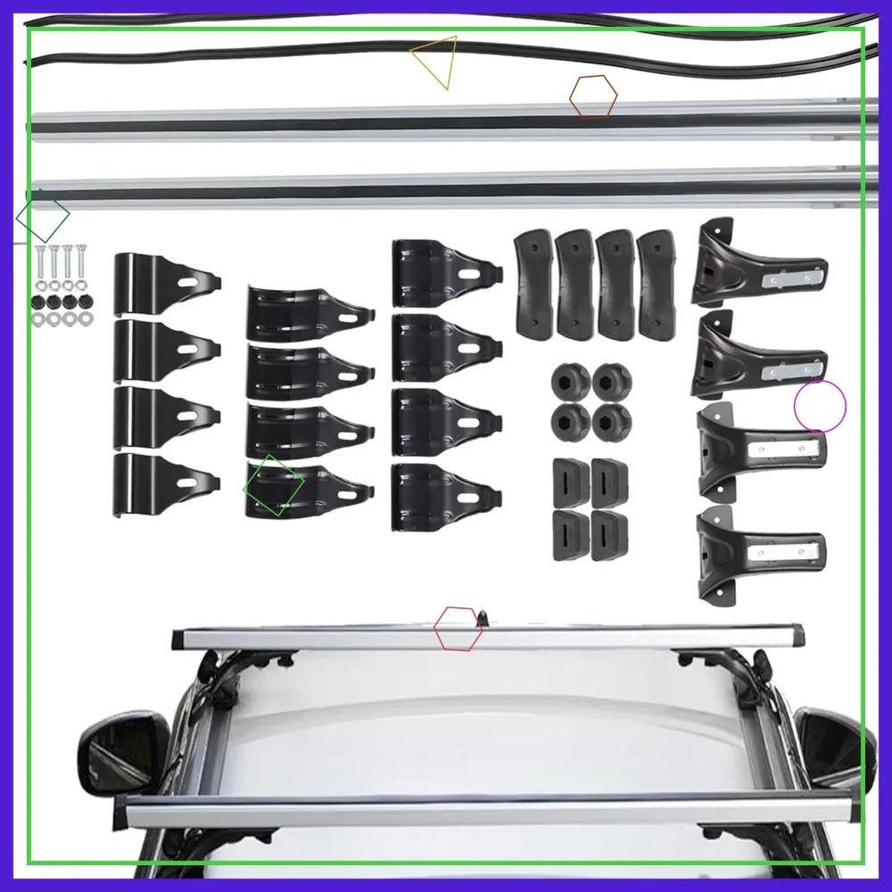 

48in Universal Car Roof Rack Cross Bars Adjustable with 3 Clamp Types