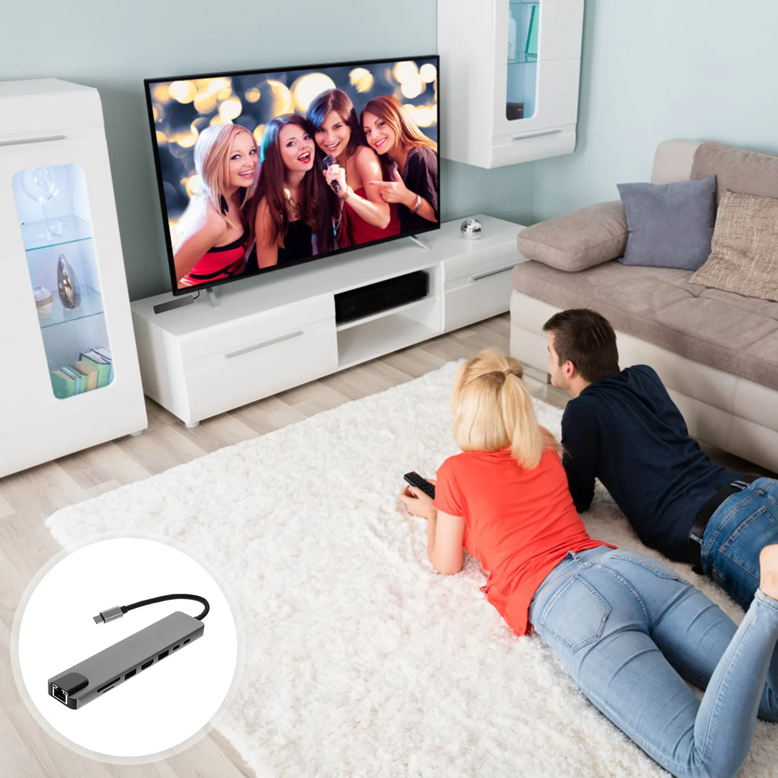 

1Pcs Type-C Extension -in-1 USB Hub Docking Station High Resolution Compact Laptop Phone Adapter Universal Computer