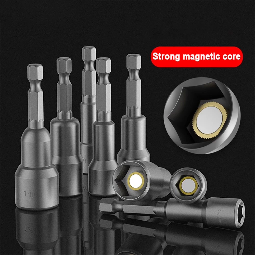 

1pcs 1/4inch Hex Shank Magnetic Nut Driver Socket Screwdriver 5/6/7/8/9/10/11/12/13/14mm For Power Drills Screwdriver Hand Tools
