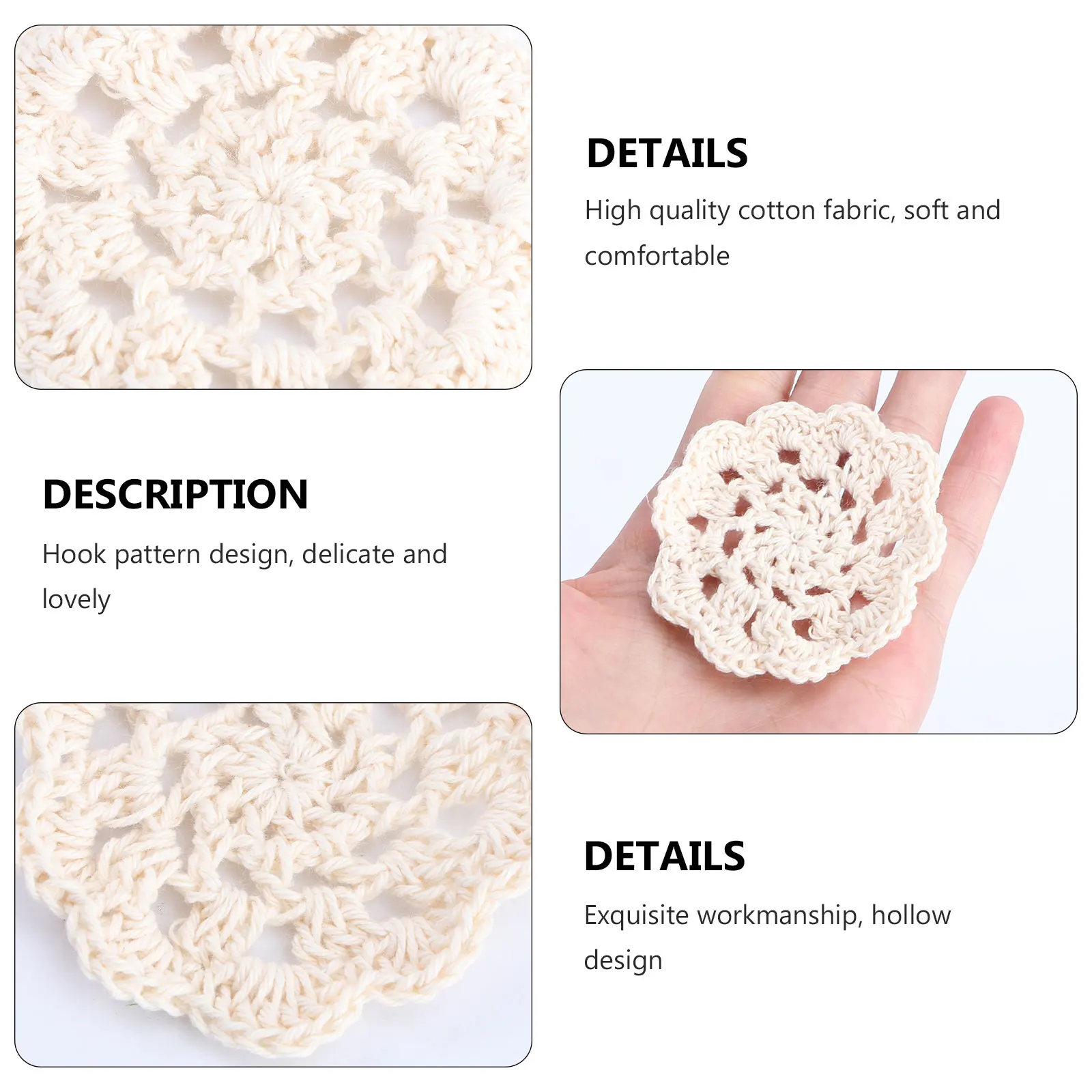 

20pcs Handmade Crocheted Cotton Flowers Appliques Diy Accessories Sewing Crafts Lace Embellishments For Hats Scarves Dresses