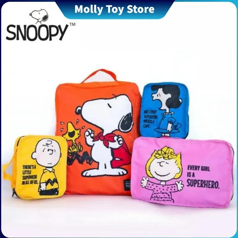 

2024 New Anime Snoopy Cute Cartoon Travel Storage Bag 4-Piece Set For Portable Suitcase Clothes Organizer Bag Storage Pocket