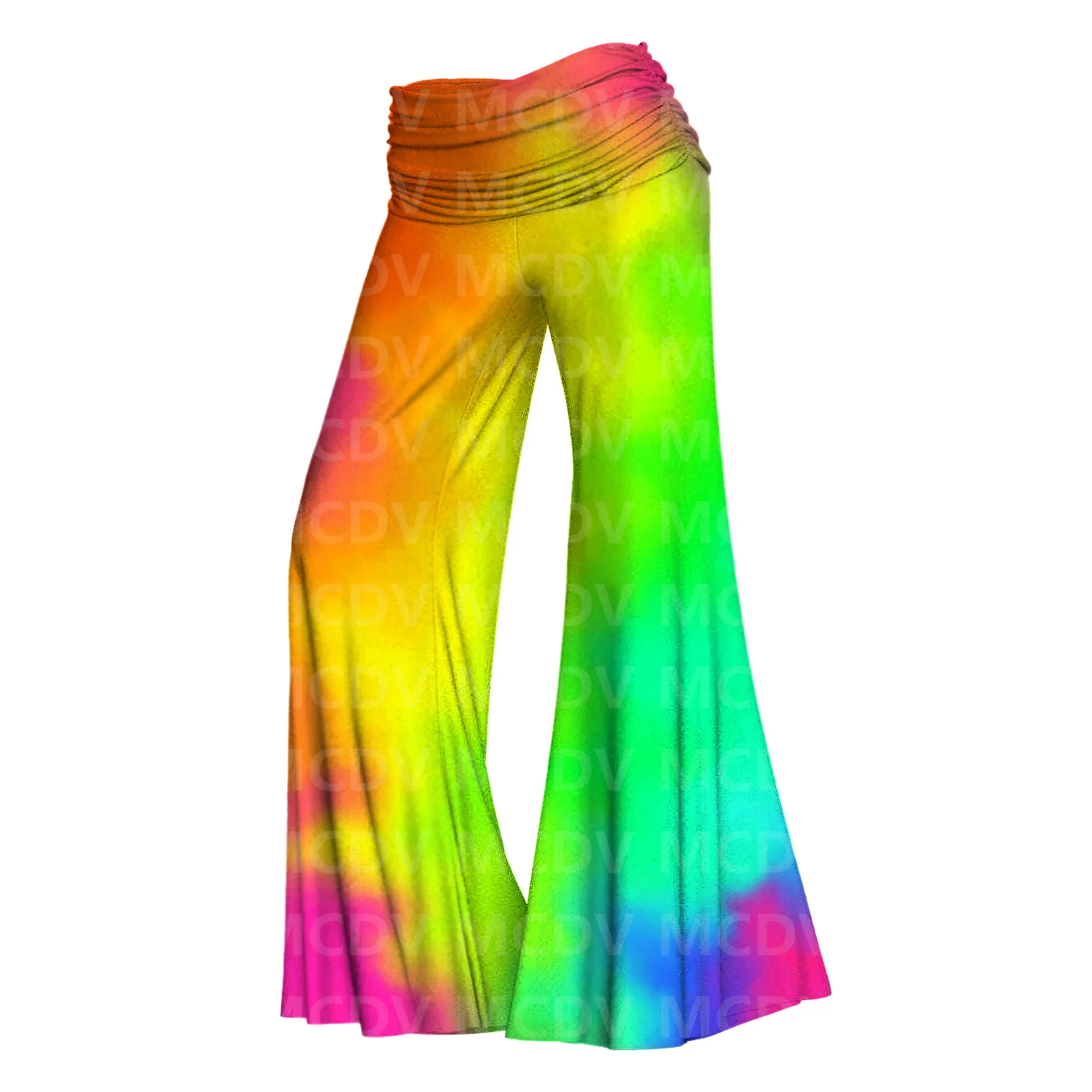 Women's Wide Leg Pants Rainbow 3D Printed Women's Casual Pants 8 Color