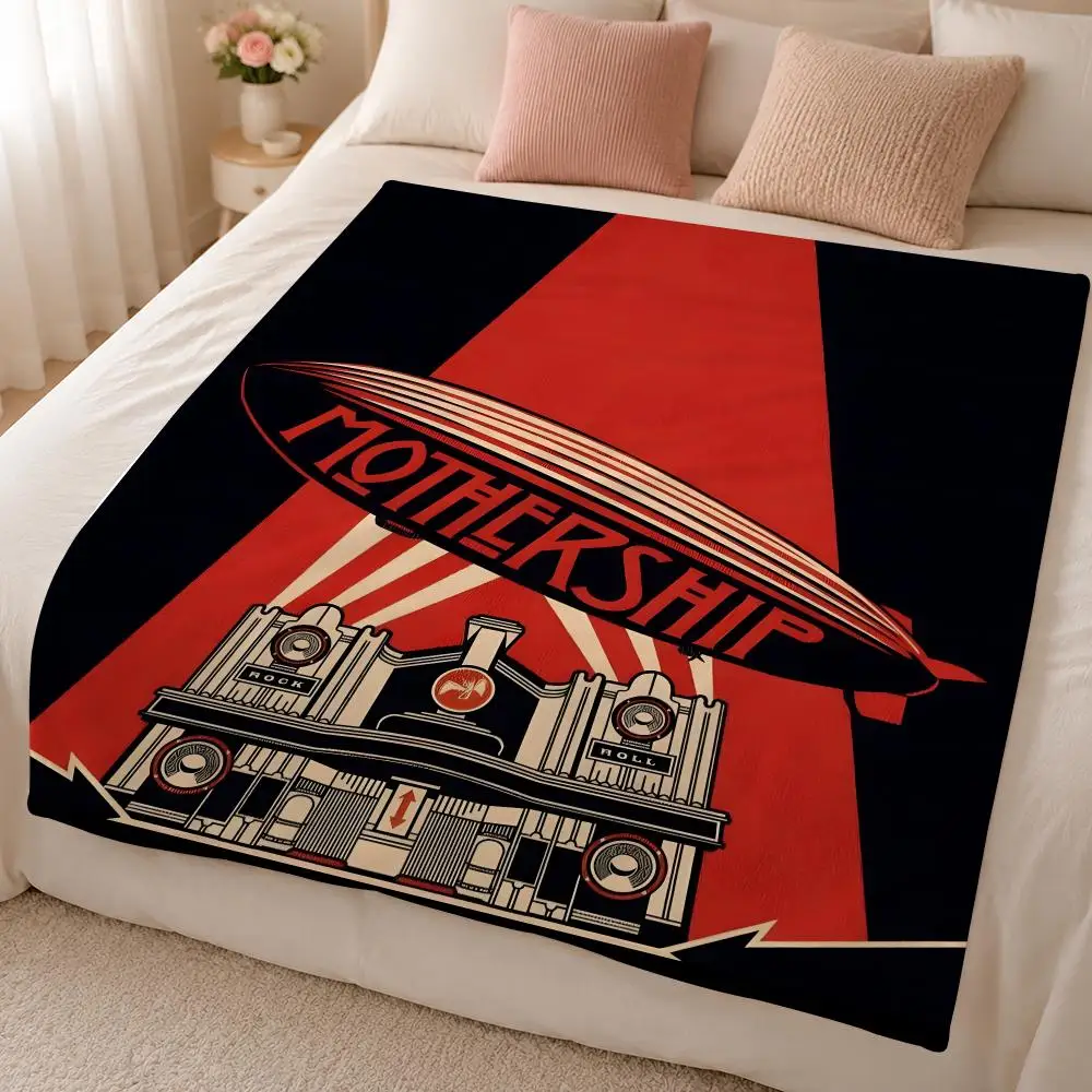 Music L-Led Zeppelin British Classic Rock Band Throw 320g Soft Flannel Fleece Throw Blanket Cover Sofa Bed Dorm Nap Gift