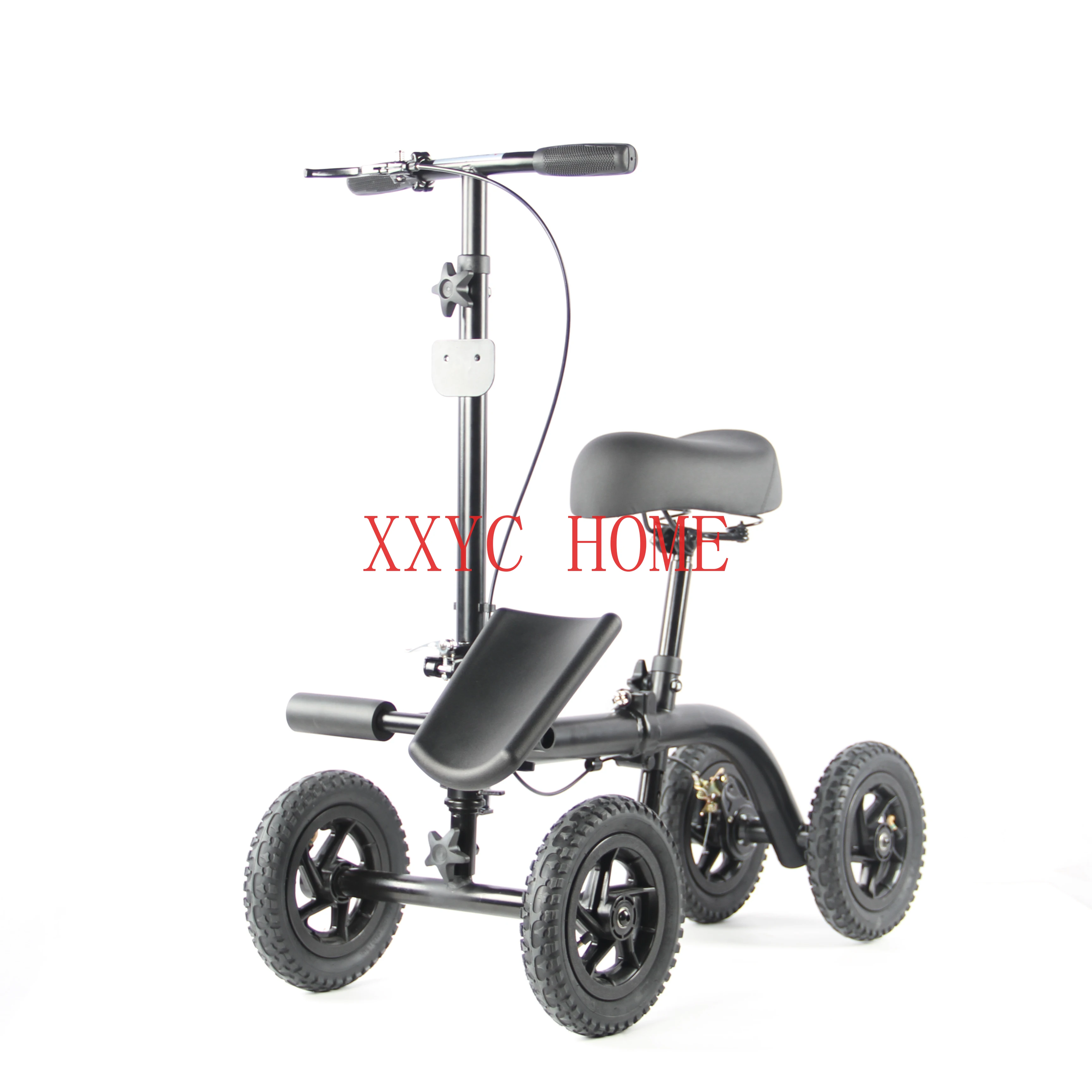 rollator walker scooter 4 wheels steel frame seated knee walker steerable knee walker