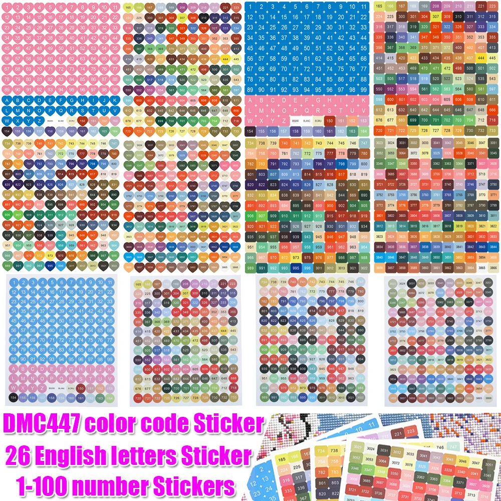 DMC Colors Number Label Stickers for Diamond Painting Storage Box Mosaic Beads Organizer Bottle Tool Cross Stitch Label and Mark