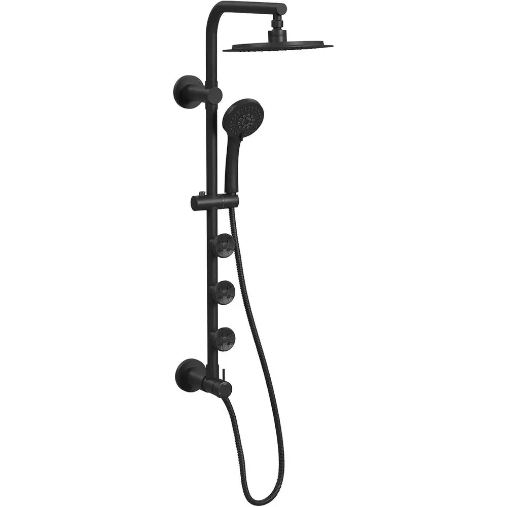 Matte Black 8 Rain Shower with 5-Function Handheld, Sprayer, 3 Body Jets, Slide Bar, 2.5GPM
