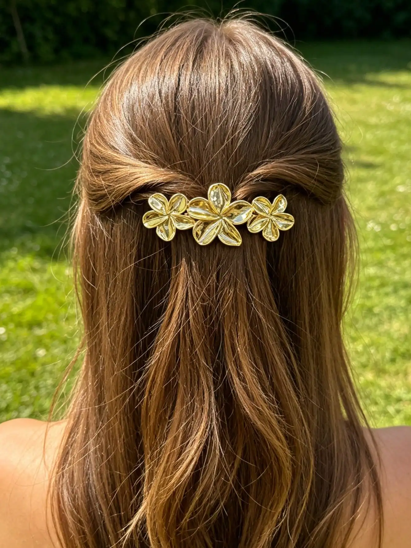 

Floral Alloy Hair Claw Clip Shiny Glossy Minimalist Princess Hair Accessories for Women Gift