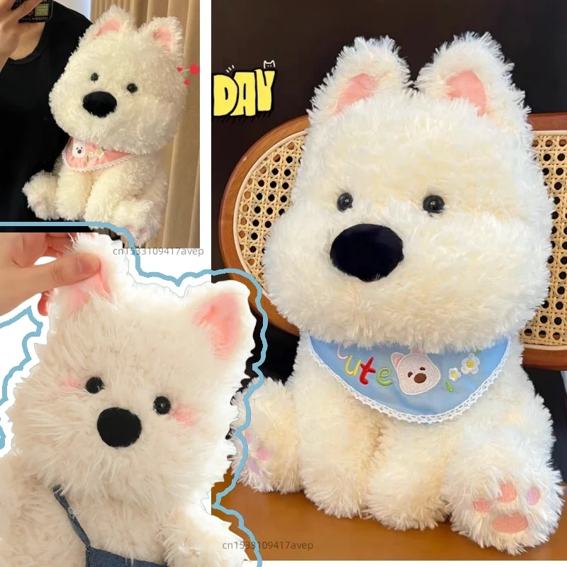 Lindo dibujo animado West Highland White Terrier perro de peluche de juguete Kawaii West Highland Terrier Plushie para niños regalo de cumpleaños