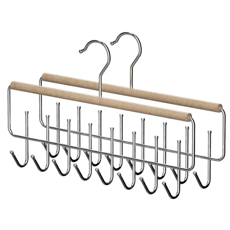 Solid Wood Drying Rack & Clothes Hanger Combo, 8Hooks for Un