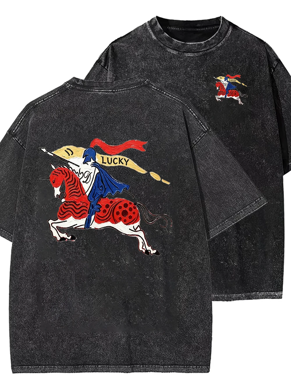 Camiseta Vintage con Gráfico de Caballo y Caballero para Mujer, Estilo Retro Medieval, Estampado de Guerrero, Ropa Urbana Harajuku, Informal, Manga Corta