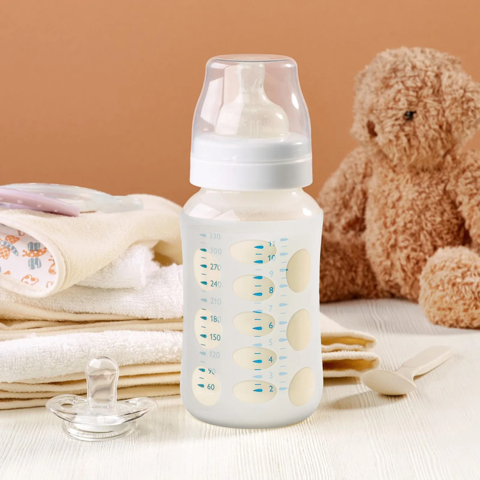 

4 Pcs Silicone Baby Bottle Cover Shockproof Glass Sleeve Protector for Infant Milk Feeding Nursery Bottles Warm