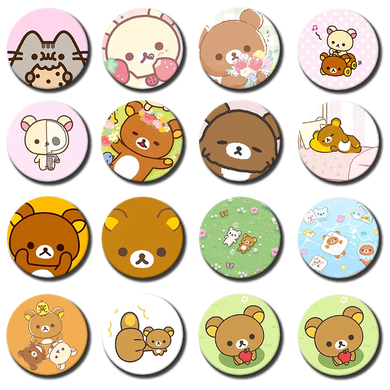 Cute R-Rilakkuma Bear Coin Badge Funny Cartoon Animal Enamel Pins Custom Backpack Clothing Brooch Accessories Jewelry Wholesale