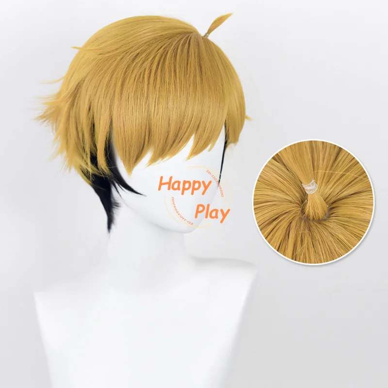 Anime Miya Atsumu Cosplay Wig Miya Osamu Cos Wigs 30cm Short Yellow Black/Gray Black Wig Heat Resistant Synthetic Hair Halloween