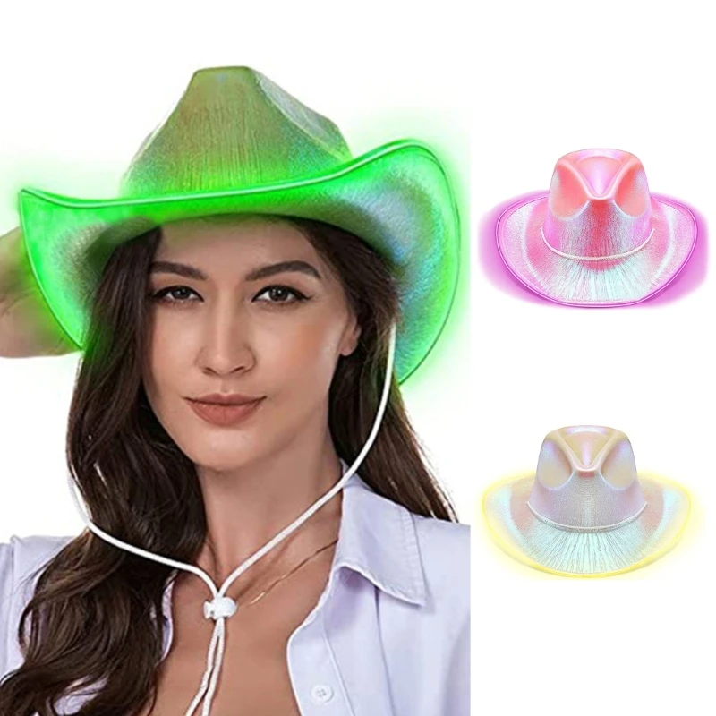 

Summer LED Light-up Cowgirl Hat for Bride Cosplay Wedding Party Taking Photo Hat