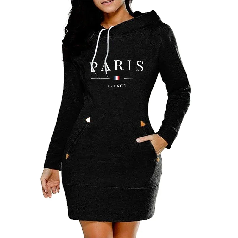 Women’s Midi Dresses Casual Daily Autumn Winter Simplicity Comfort Fashion Slim Fit Pocket Hoodies Collar Zipper Design Quality