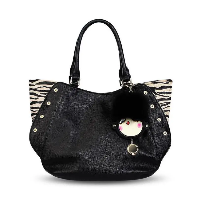 High Quality Leather Wing Type Large Capacity Handbag Europe And United States Fashion Personalized Sexy Leopard Print Women Bag