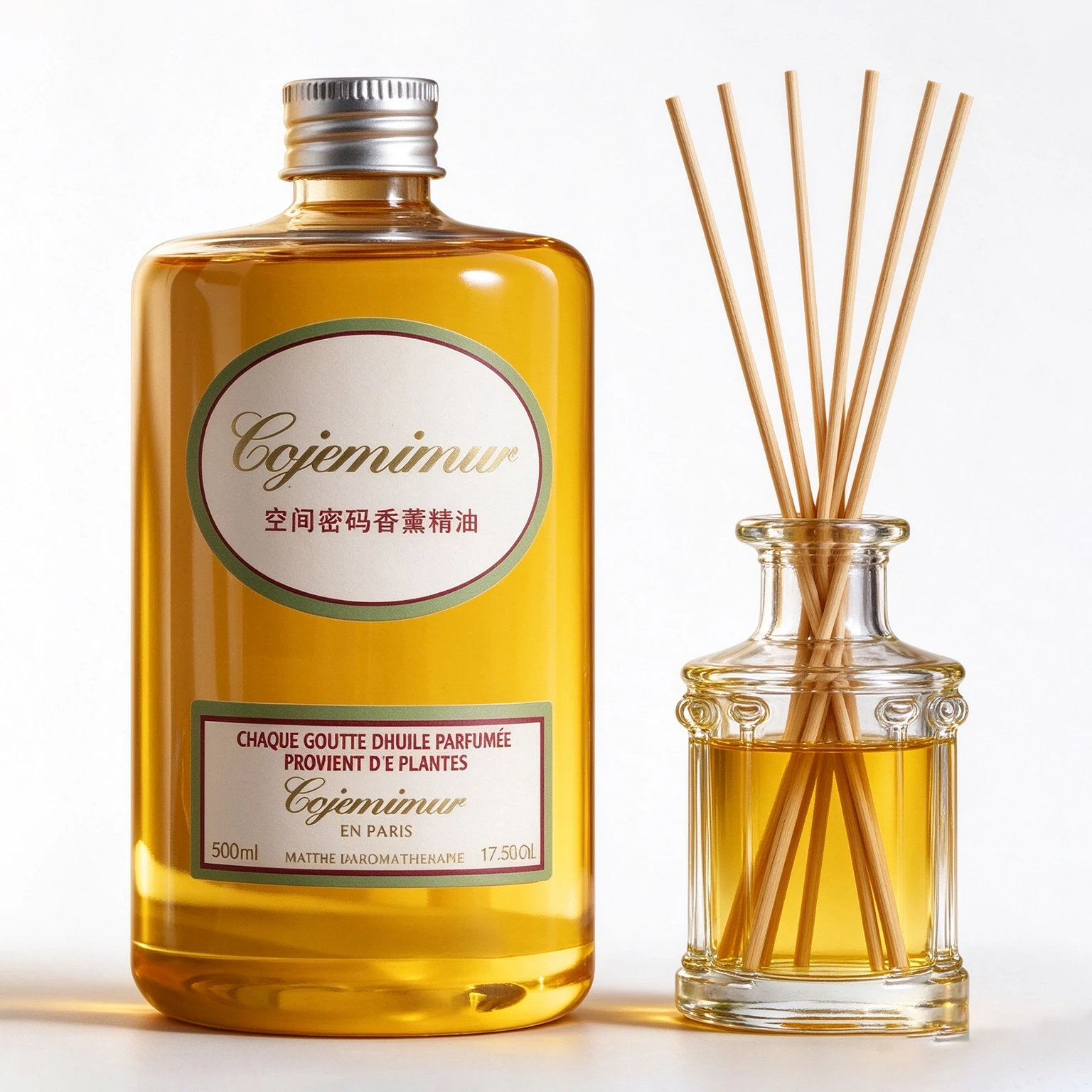 500ml/250ml Sandalwood White Tea Reed Diffuser Refill, Long Lasting Fragrance Oil for Home & Hotel Air Freshener