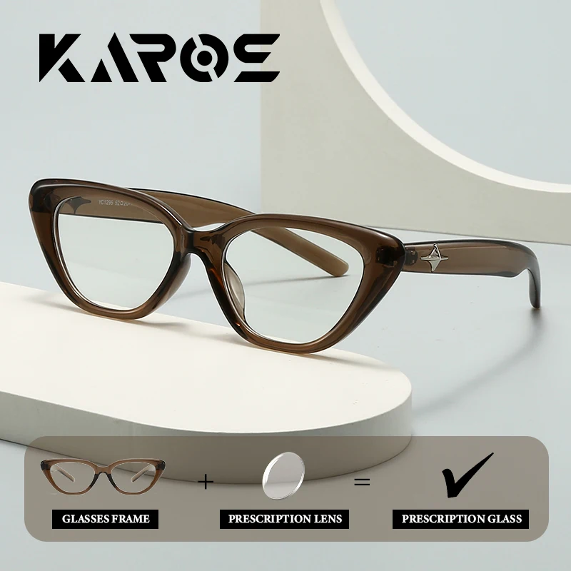 

KAROS Women's Cat Eye Prescription Glasses with Anti-Reflection Coating Photochromic Myopia & Blue Light Filter Lenses