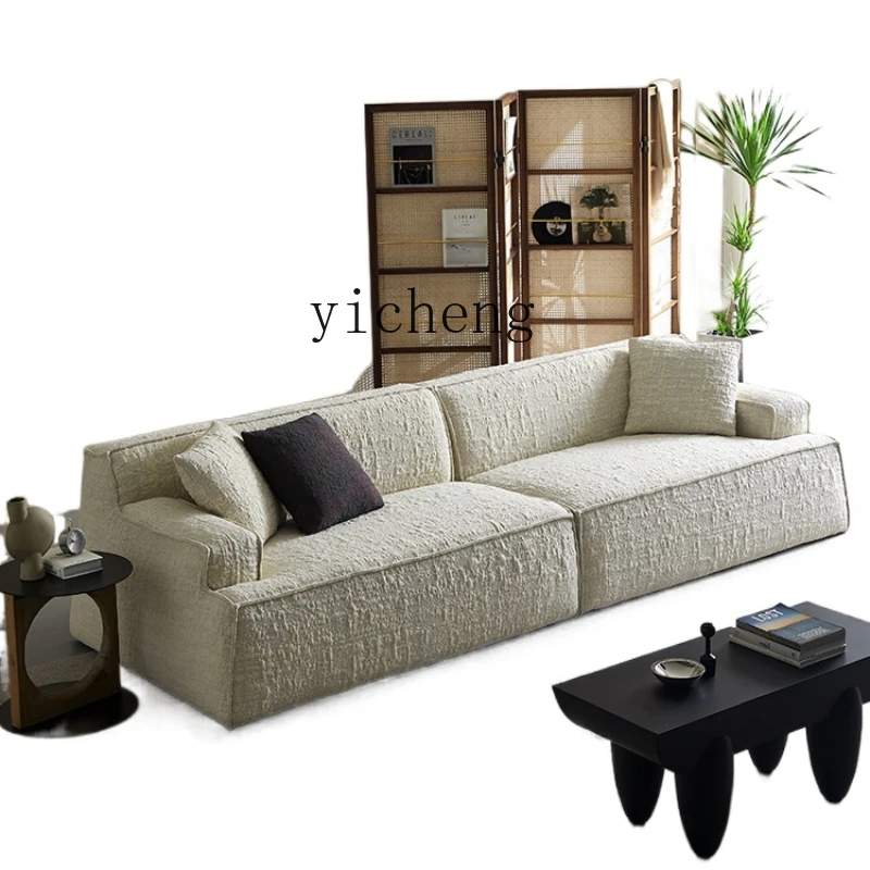 XJ Sofa Living Room Simple Modern Small Apartment Three-Seat Straight Row Advanced Cotton and Linen Fabric Sofa